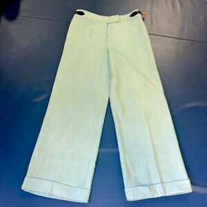 RARE WOOL LILLY PULITZER Sz 4 baby blue mini herringbone print front zip trouser